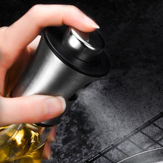 Oil Spray Bottle Transparent Kitchen Supply Reusable Press Type Oil Spray Empty Bottle Practical Multi-purpose Smooth Surface