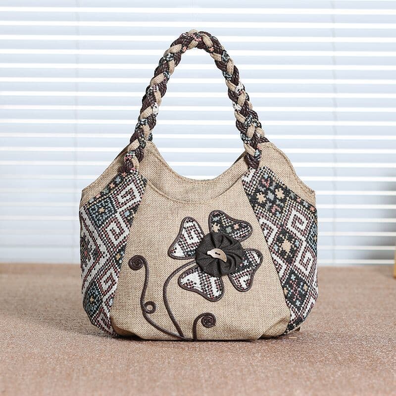 Women's handmade small flower ethnic style handbag
