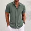 Camicie da uomo in cotone e lino a maniche corte con bottoni Camicia casual estiva Camicia per matrimonio in spiaggia