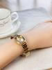 Women's Minimalist Quartz Watch with Elliptical Dial and Digital Markers, Steel Band, Small Wristwatch