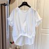 Summer High-End Designer Niche Hem Elastic Short Sleeve Women's Bow Top