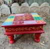 Hand Painted Wooden Chowki | Traditional Indian Pooja Bajot | Colorful Folk Art Decor