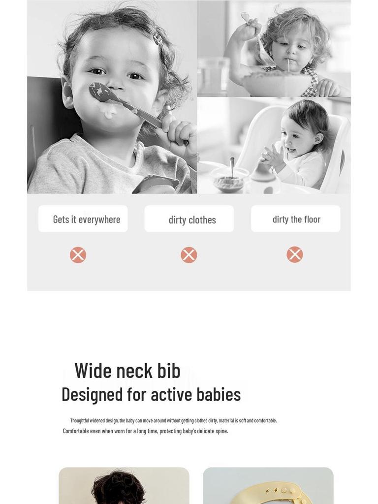 Waterproof Silicone Baby Feeding Bib - Oil-Proof for Infants and Toddlers
