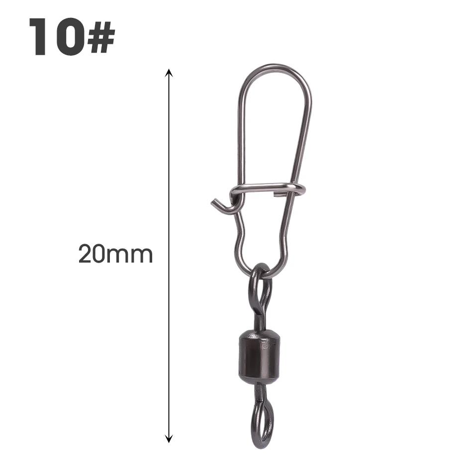 10/50PCS Fishing Connector Pin Bearing Rolling Swivel Stainless Steel Snap Fishhook Lure Swivels Fishing Tackle Accessories