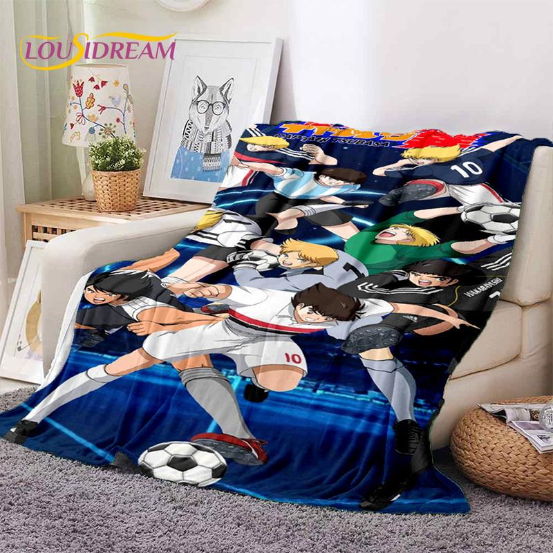 Cartoon Captain Tsubasa Fußball Weiche Flanelldecken, Überwurfdecke Bequeme Decke für Picknick Betten Sofa Zuhause Schlafzimmer Geschenke