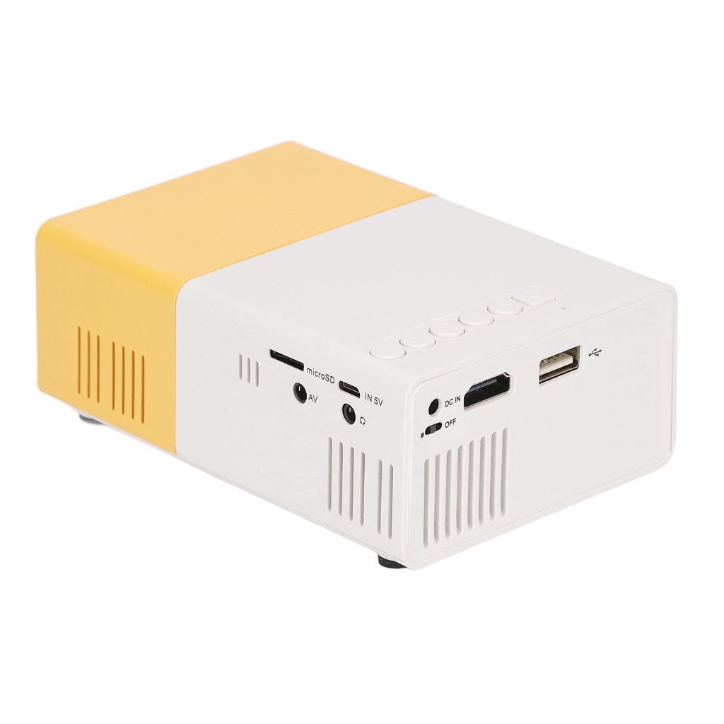 Projector 1080p Diffuse Reflection Imaging Support 23 Languages HD Projector with Spkers Yellow