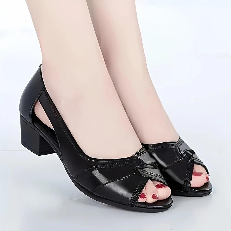 

Женские босоножки с открытым носом Женские летние босоножки для мам Женские босоножки из натуральной кожи противоскользящие Женские 34EU/CN35 чёрный