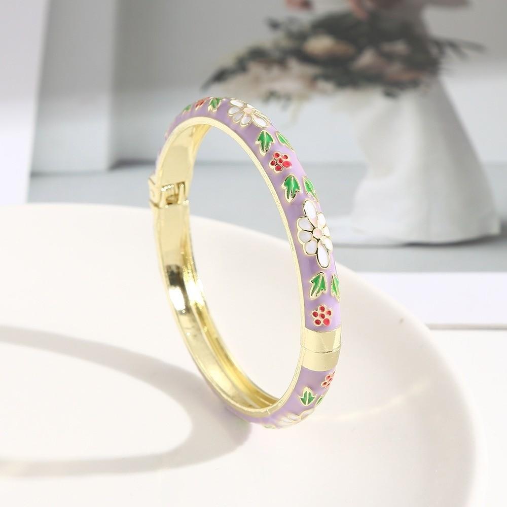 Zinc Zinc Alloy Material Enamel Bracelet Ethnic Floral Motifs Cloisonne Bracelet  Gift Giving