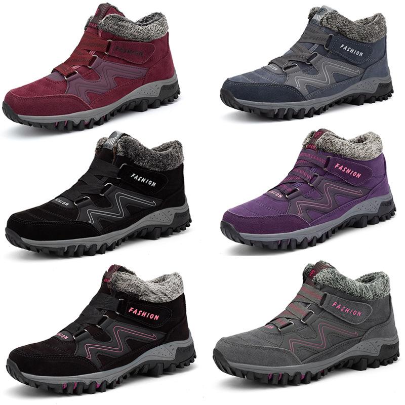 In Winter, Middle-aged and Old Velvet Warm Households Put On New Hiking Shoes, Men's Thickened High-top Sports Women's Cotton Shoes, Wear-resistant