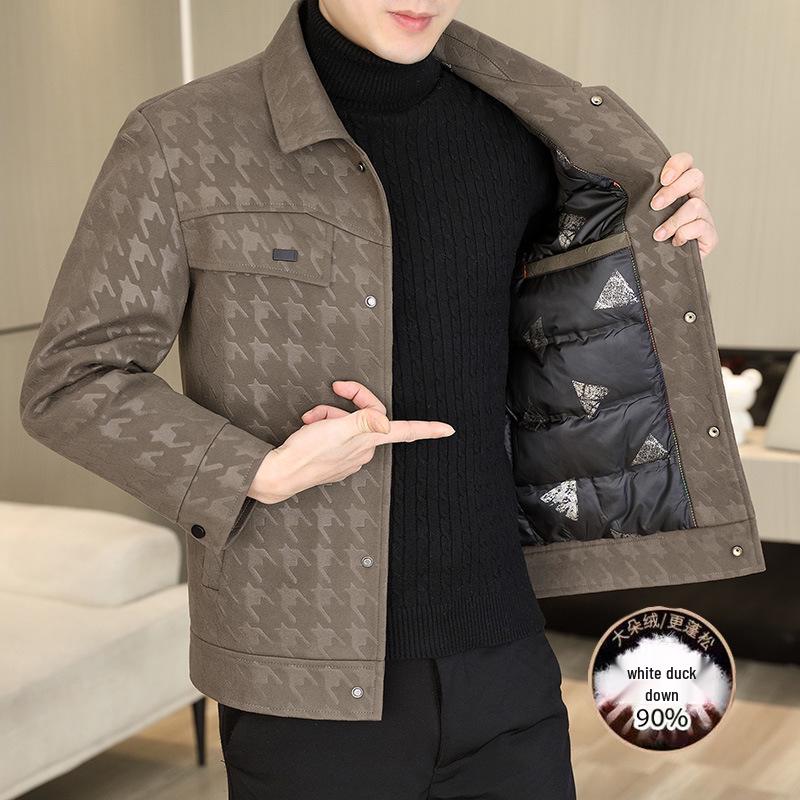 

Men s Casual Woolen Down Jacket - Winter Warmth, Cold Protection, 90% White Duck Down L хакі