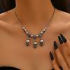 Style Dark Halloween Chain Necklace With Skeleton Head And Bat For Party Decor