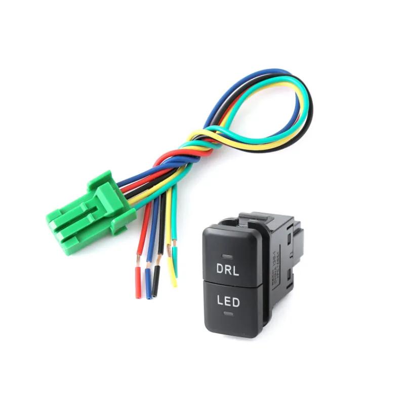 1PCS Car Dual Key Switch DRL LED fog light power supply Switch button With Connection Wire For Toyota old FJ Cruiser Prado LC120
