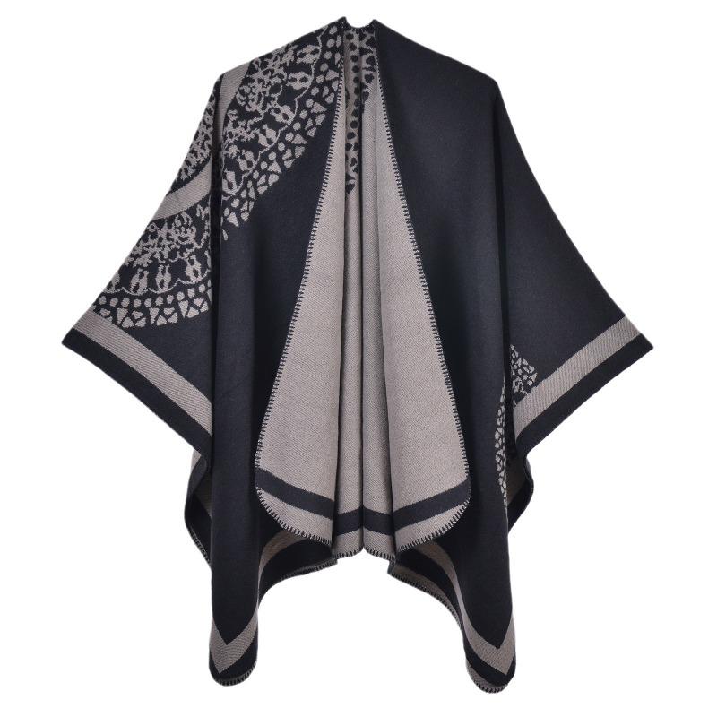 Autumn and winter double-sided thickened warm shawl cape simple split imitation cashmere scarf cape shawl hot