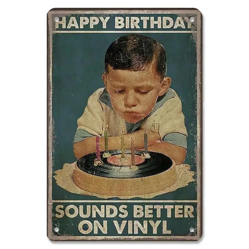 Vintage Kovové Plechové Značky Retro Hudební Plakáty Vinylová Deska Gramofon Kovová Plaketa Nástěnná Dekorace pro Kavárnu Bar Klub
