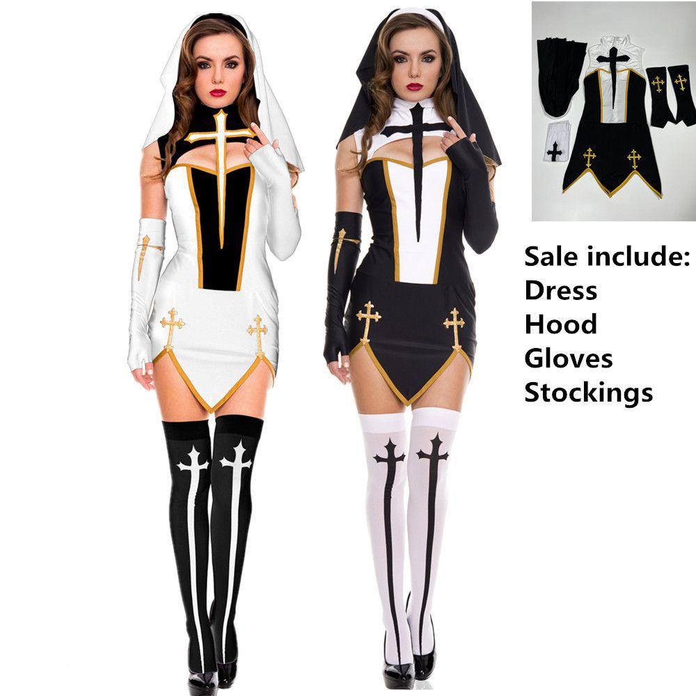 Eye-catching Naughty Nun Costume High Quality Black Fancy Dress For Women's Cosplay And Halloween