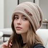 Autumn and Winter Knitted Wool Hat Loose Hat Women's Velvet Fashion Versatile Stack Hat Shows Small Face