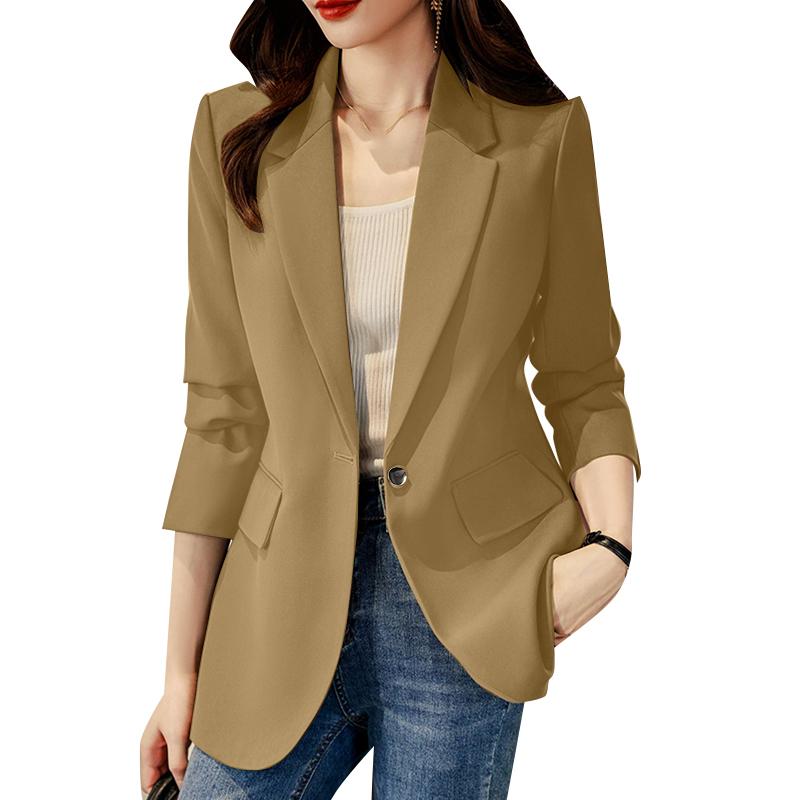 ZANZEA Kvinners uformelle turn-down krage Langermet cardigan blazer yttertøy