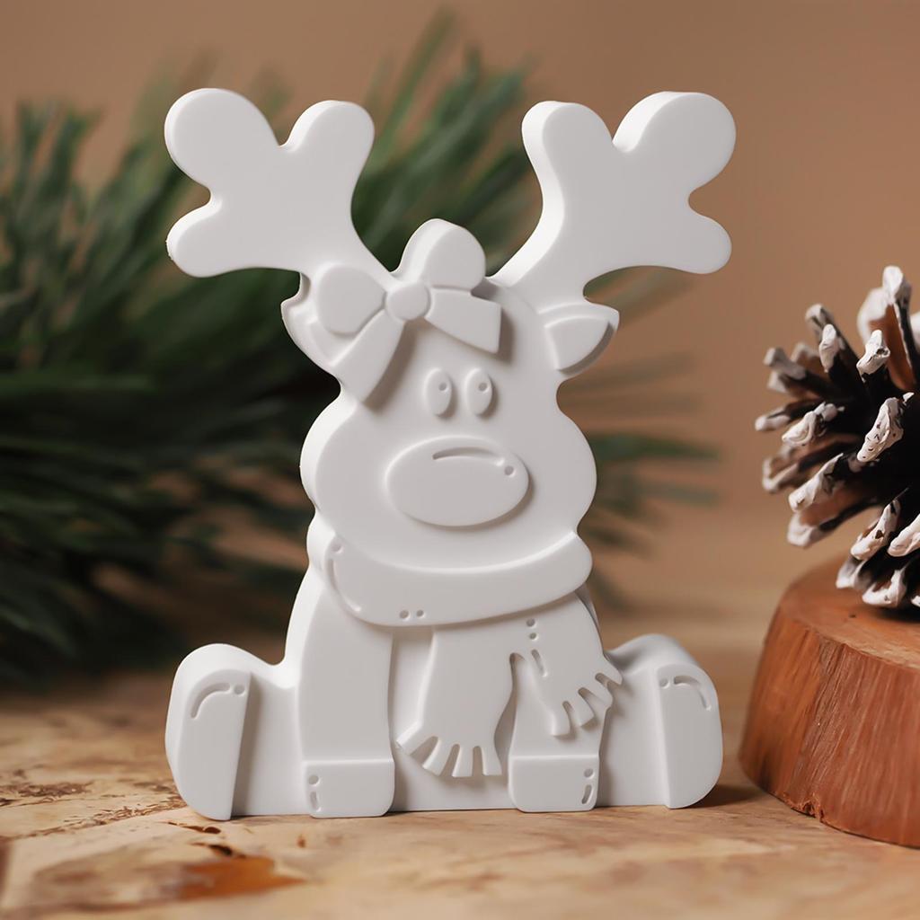 3D Reindeer Silicone Mold DIY Handmade Creative Christmas Ornament Plaster Mold Cute Couple Deer Craft Gift Xmas Decor Supplies