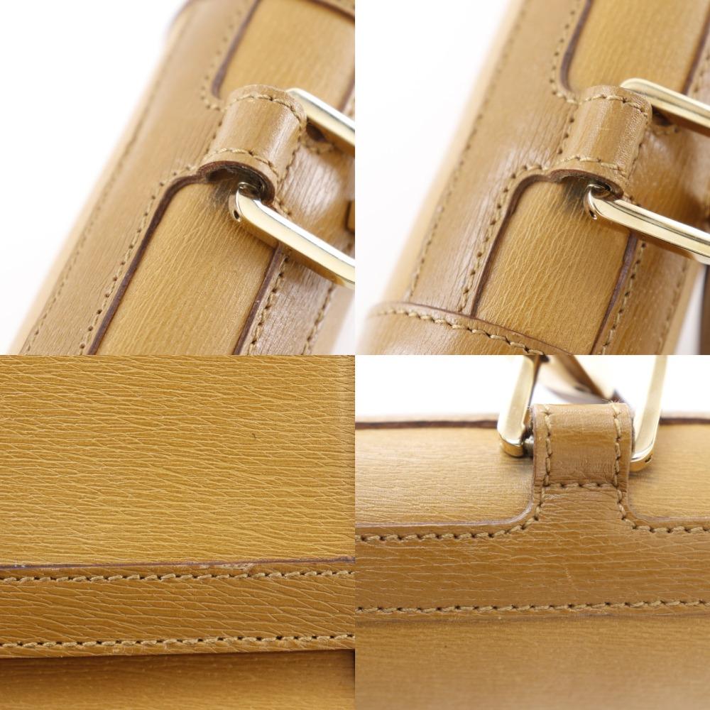 Gucci G Buckle Shoulder Bag 001.4140 Brown Calfskin Women Used