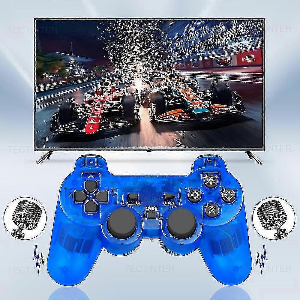 Kabelloser PS2-Controller mit Dual-Shock-Vibration - USB/Bluetooth-Gamepad für PlayStation 2/PC (Transparentes Design + 10m Reichweite)_CD