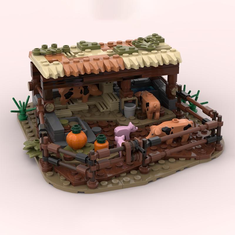 

282 детали MOC средневековая городская сцена постройка свинарника модель DIY головоломка сборка конструктор игрушки детский подарок на день рождения PDF Guide by Email