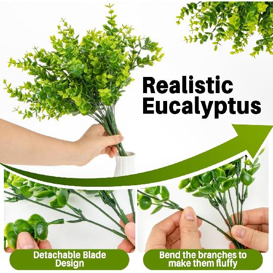 4PCS Outdoor Fake Plants - Small Fake Plants for Outside Fake Plant Artificial Greenery Outdoor Decor for Patio Wall Apartment Home Front Porch Decor