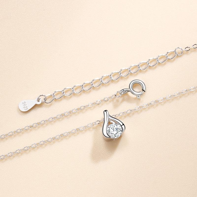 Water Drop-Shaped Diamond-Encrusted Pendant Necklace Femininity Versatile Niche Design Accessories Light Luxury Ins Style Quality