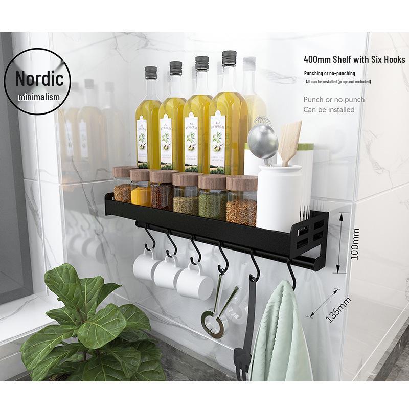 

No-Drill Wall-Mount Kitchen Spice Rack and Jar Set