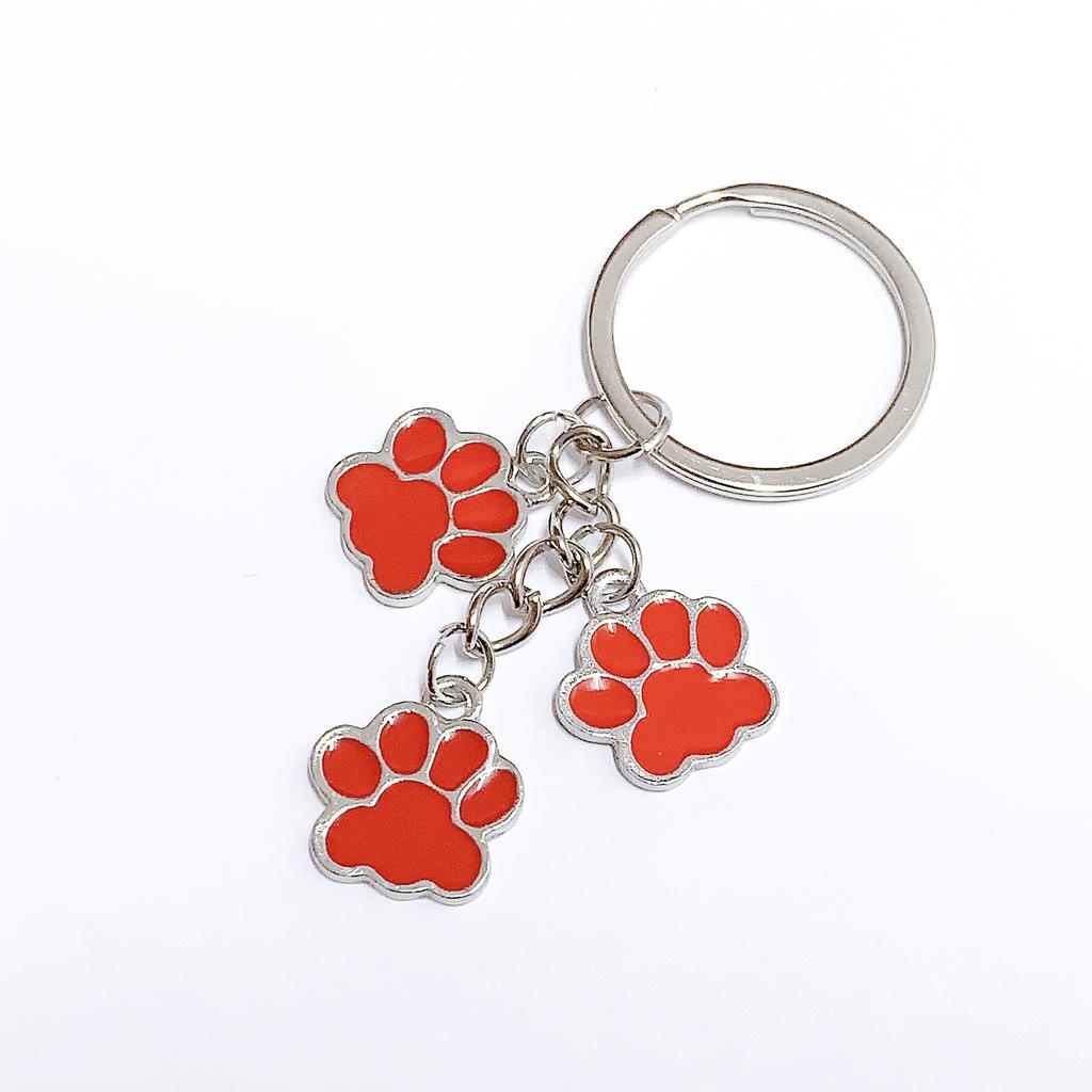 Cute Enamel Keychain Cat Dog Paw Key Ring Footprints Key Chains For Women Men Handbag Accessorie DIY Handmade Jewelry Gifts
