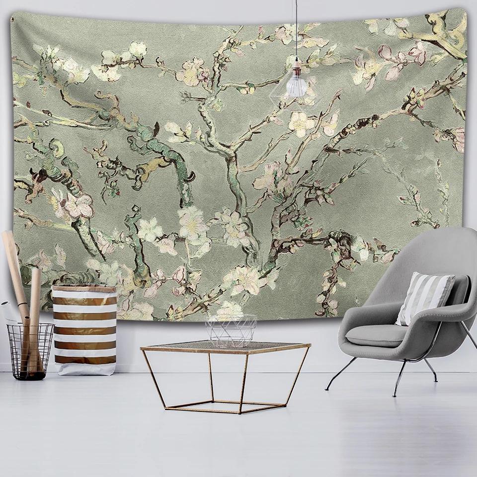 Retro Olieverf Bloemen Achtergrond Doek Huis Muur Decoratie Wandtapijt Kantoor Woonkamer Wandtapijt