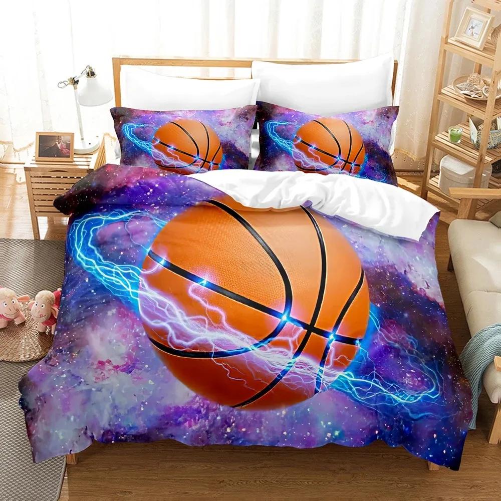 

Basketball Duvet Cover Set Queen,Sports Gaming Comforter Cover for Boys Girls,Black Graffiti Bedding Set Sports Bedspread Cover 70x133cm