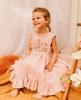 Girls' Summer Pastoral Style Ruffled Sleeve Embroidered Floral Dress