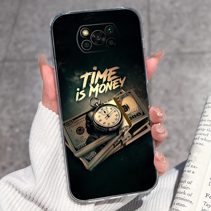 Clear Phone Case For Xiaomi Poco X3 X4 NFC X5 X6 X7 Pro F3 F4 GT F5 Soft TPU Casing Retro Pocket Watch Patterns Shockproof Shell For Xiaomi Cover Capa