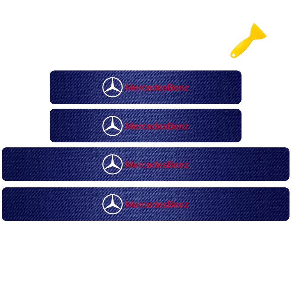 MITV3 4pcs Car Door Sill Anti-Scratch Guard Sticker For Mercedes Benz W203 W206 W212 W167 W166 W247 C E GLA GLC GLE AMG Accessories