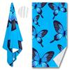 1Pc Microfiber Beach Towel Waterproof Sandproof 2D Flat Printed Blue Butterfly Summer Vacation Pool Lounge Chair Blanket Travel