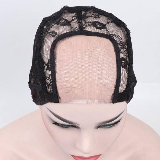 Damen Perückenkappe Verstellbar U-förmige Spitze Waschbar Rutschfest Unsichtbare Elastische Kappe Atmungsaktiv Wiederverwendbare Netzkappe