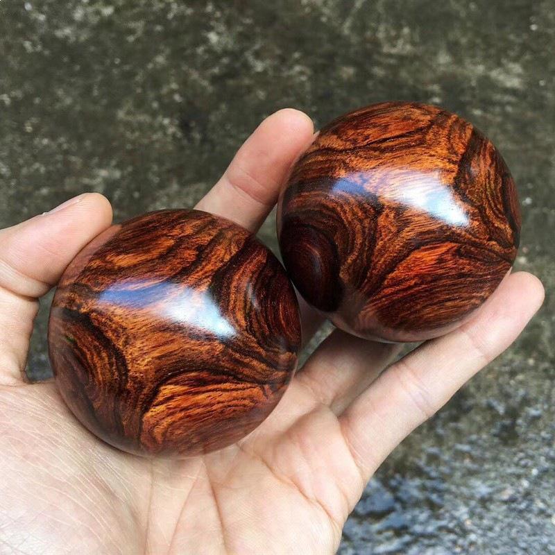 Hainan Huanghuali Haihuang Double-Eye Rosewood Health Massage Handball 45mm Pair