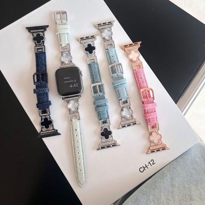 רצועת שרשרת מבד ומתכת עבור Apple Watch כל הסדרות Correa 45 מ"מ 49 מ"מ 44 מ"מ 41 מ"מ 40 38 42 צמיד קאובוי לרצועת iWatch