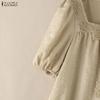 ZANZEA Women Lace Splice Square Collar Casual Short Sleeve Blouse