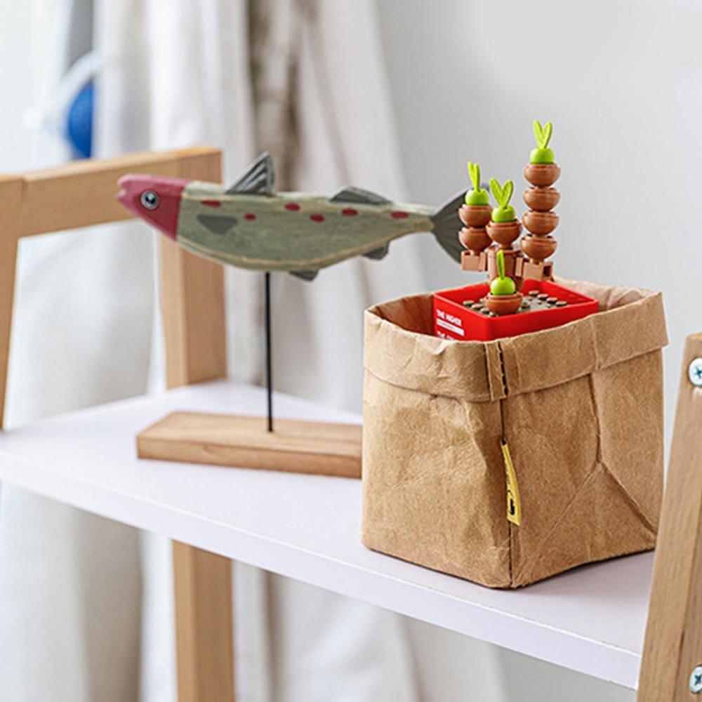 Washable Kraft Paper Bag Reusable Waterproof Bag Snacks Bags Kraft Storage Bags  Food Storage