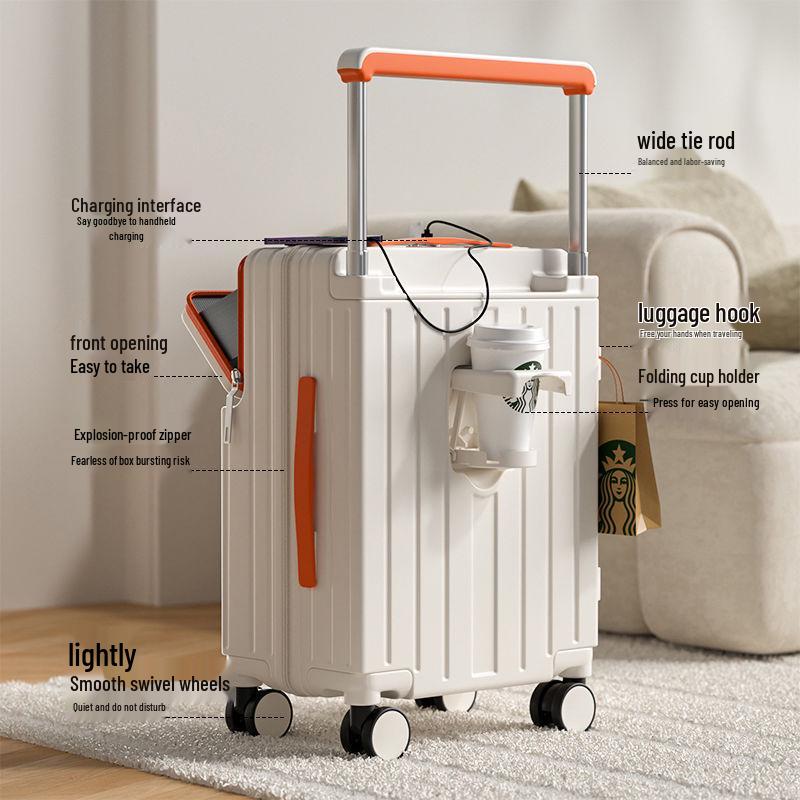 Front-Opening Wide Handle Multifunctional Student Travel Trolley with Universal Wheels
