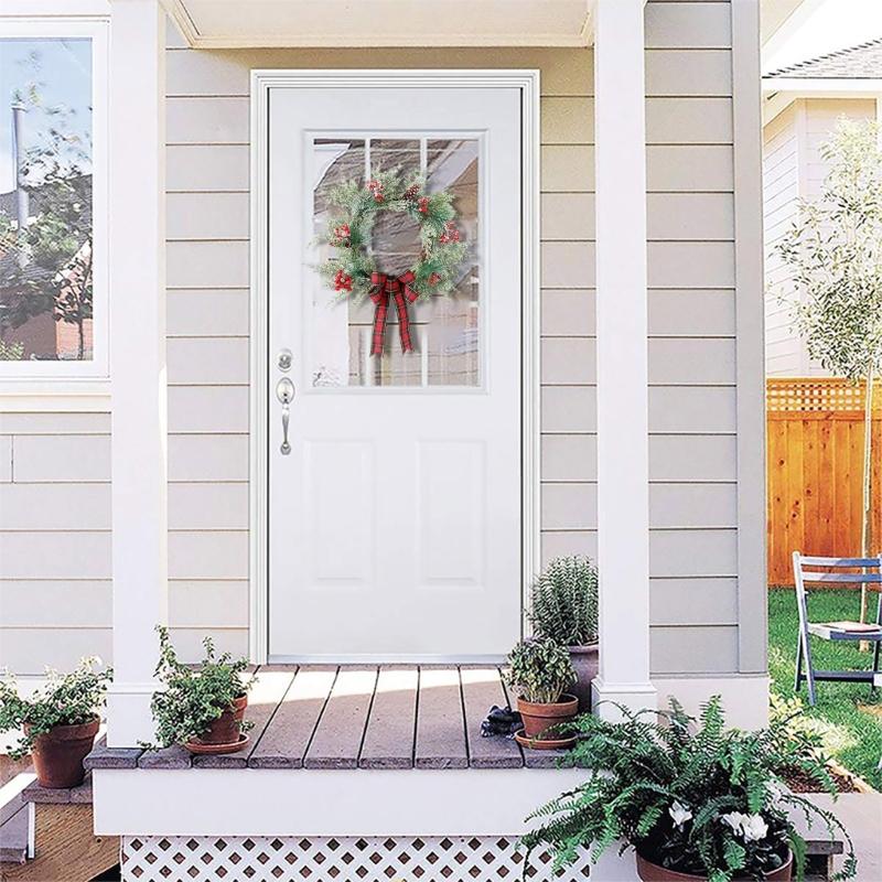 Holiday Charm Pine Branch Wreath Christmas Wreath Hangings with Pinecones and Berries for Welcoming Door Decors