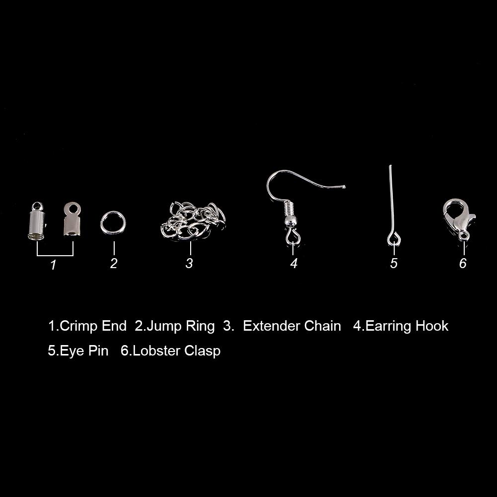 340Pcs Box Jewelry Findings Making Earring Necklace Bracelet Kit (Silver)