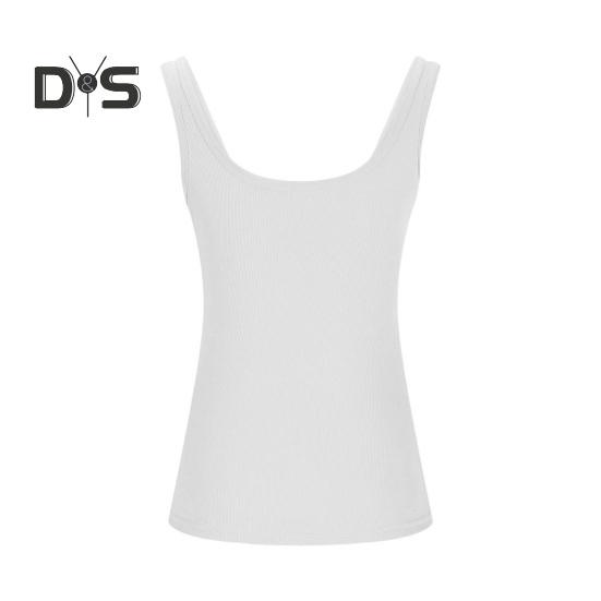 Women Tops U-Neck Sleeveless Slim Fit Solid Color Tank Tops Ribbed Elastic Summer Casual Vest Work Wear