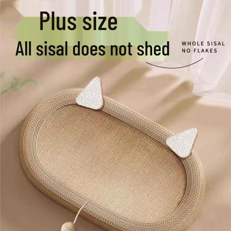 Oval Sisal Cat Scratching Board & Bed - Big Face Design for Self-Amusement and Claw Grinding