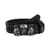 Women Punk Goth Rivet Black Jeans Unisex Men Belt Paw Skull Buckle Waistband