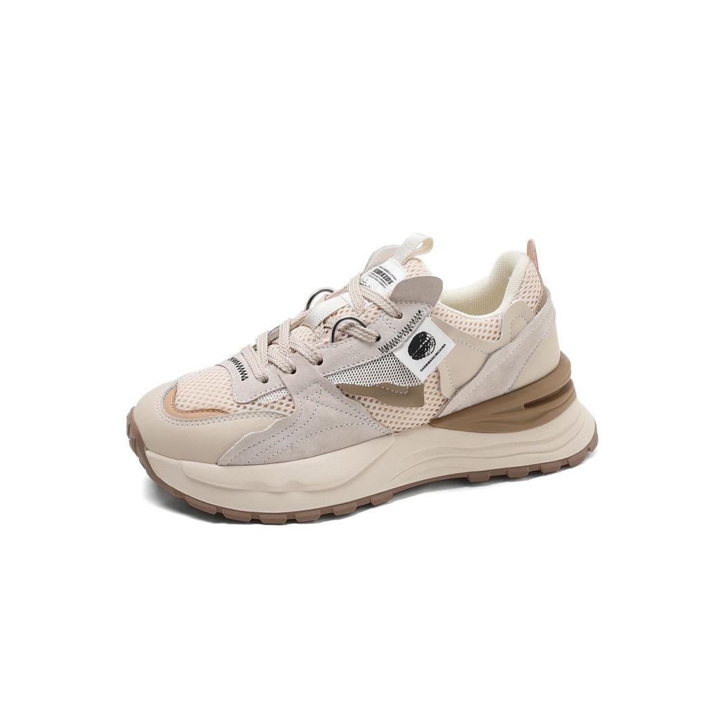 Korean Version Of  Four Season New Color Blocked Women'S Shoes, Trendy Thick Soled Mesh Casual Shoes