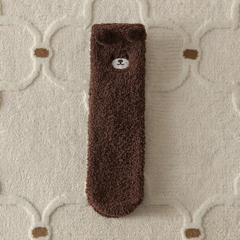 Women's Wool Warm Socks, Cute Cartoon Coral Plush Socks, Soft And Thick Autumn And Winter Indoor Home Floor Socks