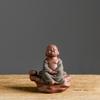 Ceramic Small Monk Car Decorations, Chinese Zen Purple Clay Sand, Lovely Tea Pet, Fengshui Zen Buddha Meditation