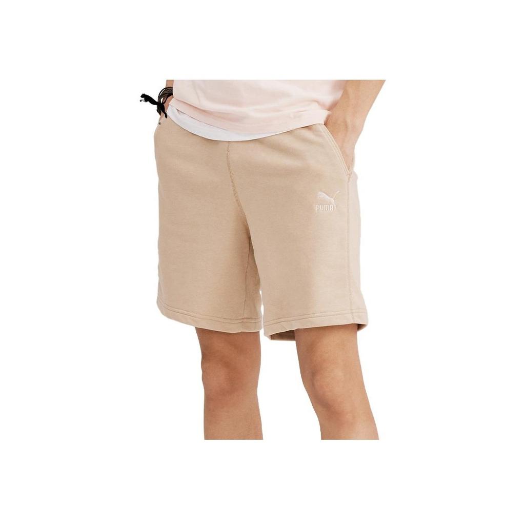 Puma Embroidered Logo Solid Color Sports Drawstring Casual Shorts Men Bottoms Khaki 532698-79